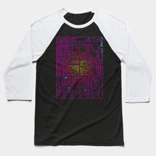 Birmingham, England City Map Typography - Neon Baseball T-Shirt